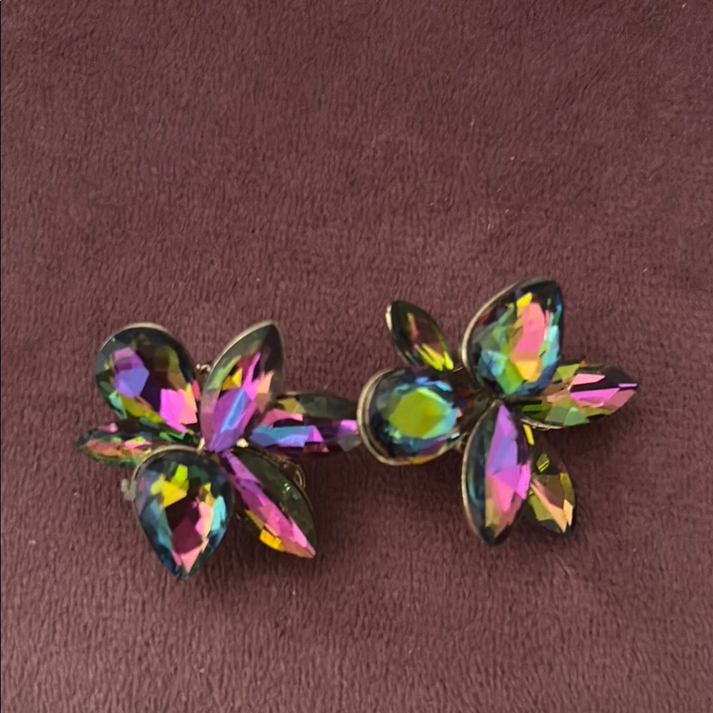 Multicolor Crystal Flower Earrings